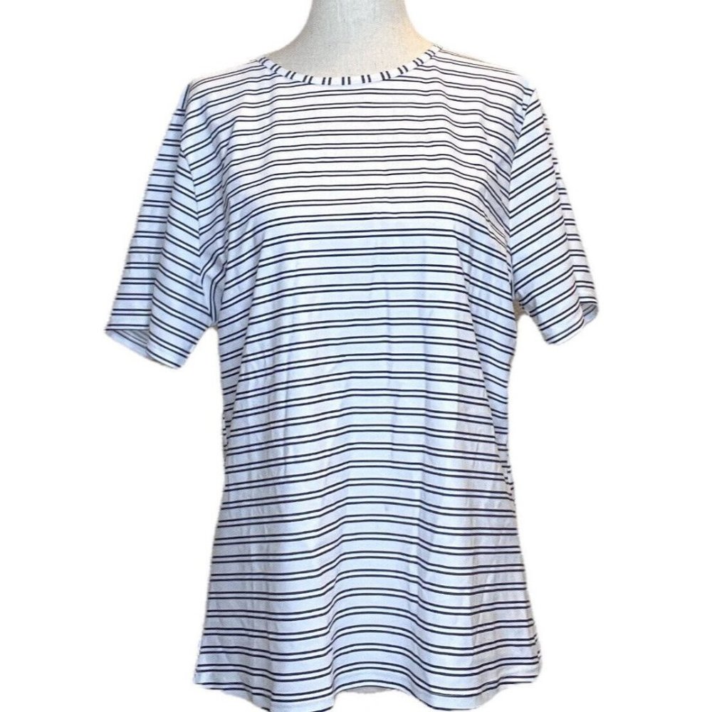 Kona Sol White and Black Striped Swim Cover-Up